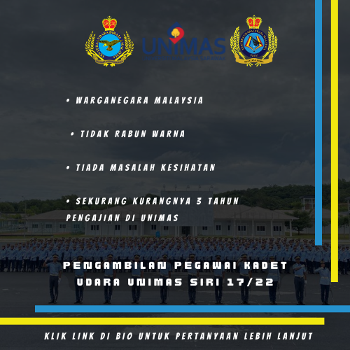 RMAFUNIMAS's tweet photo. SYARAT AM PENGAMBILAN PEGAWAI KADET UDARA UNIMAS SIRI 17/22 https://t.co/EBp95AlNQ9