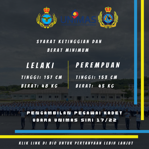 RMAFUNIMAS's tweet photo. SYARAT AM PENGAMBILAN PEGAWAI KADET UDARA UNIMAS SIRI 17/22 https://t.co/EBp95AlNQ9