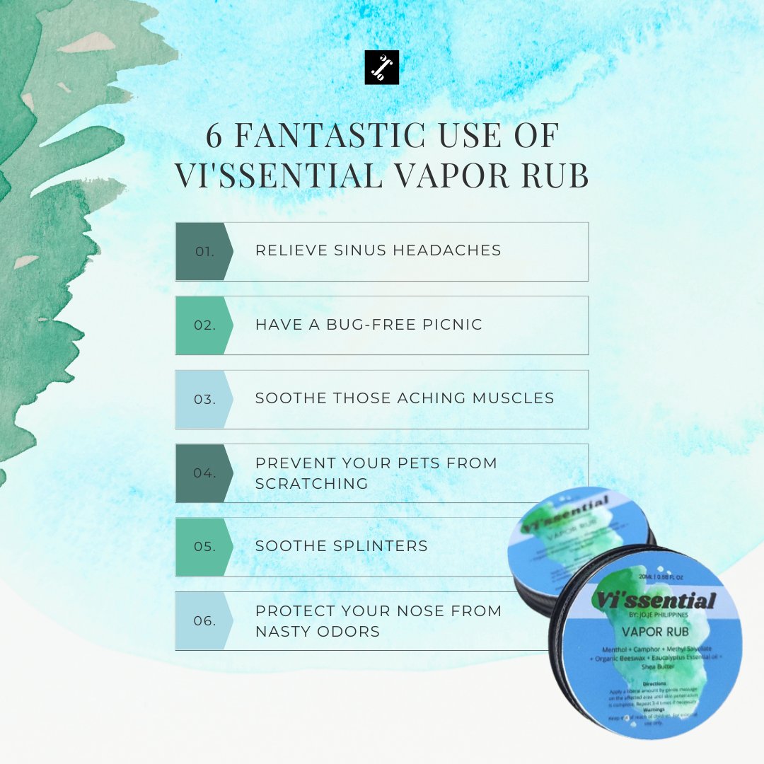 jojephilippines's tweet image. ❗HEADS UP, JOJE PIPS❗️

Want to try our Vi&apos;ssential Vapor Rub but unaware of its benefits? JoJe Ph got you!
Introducing the 6 Fantastic use of our Vi&apos;ssential Vapor Rub. Browse our page for more exciting tips and tricks prepared for you!😍

#TipsandTricksThursday