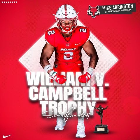 Congratulations to @mikearrington9 on being named a semi finalist for the William V. Campbell Trophy! #GoRedFoxes #DefendTheDen