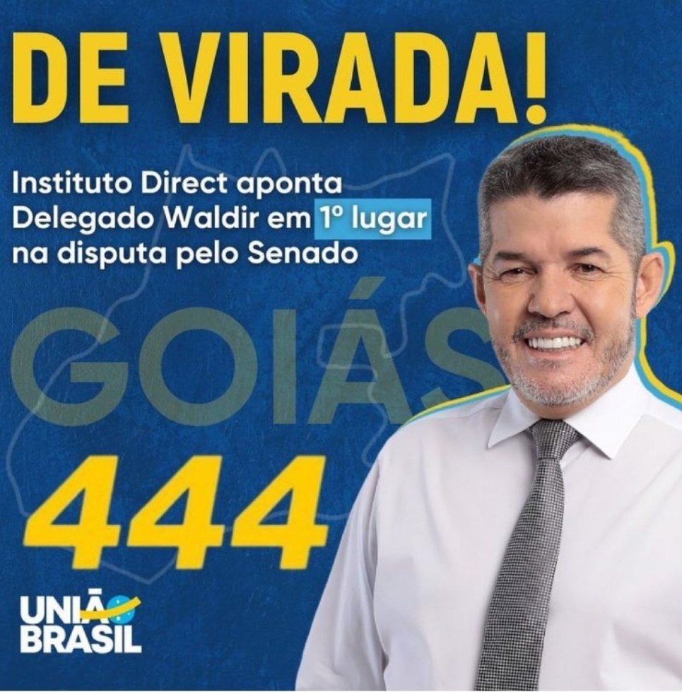 _delegadowaldir's tweet photo. Goiás se cansou da corrupção e quer honestidade no Senado. Por isso que lideramos as intenções de voto.

Goiás inteiro está com Delegado Waldir! É 4️⃣4️⃣4️⃣ pra Goiás sorrir! https://t.co/NwqkUjUX0W