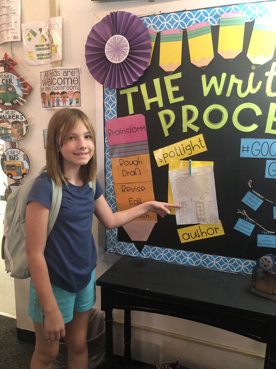Writing can be challenging, listening to constructive feedback can be stressful especially for a fourth grade student. This week she listened to  the feedback and rocked it!! Meet Evie my spotlight writer! She could possibly be a future novelist! <a href="/WFISDschools/">Wichita Falls ISD</a> <a href="/fainrockets/">Fain Elementary</a>