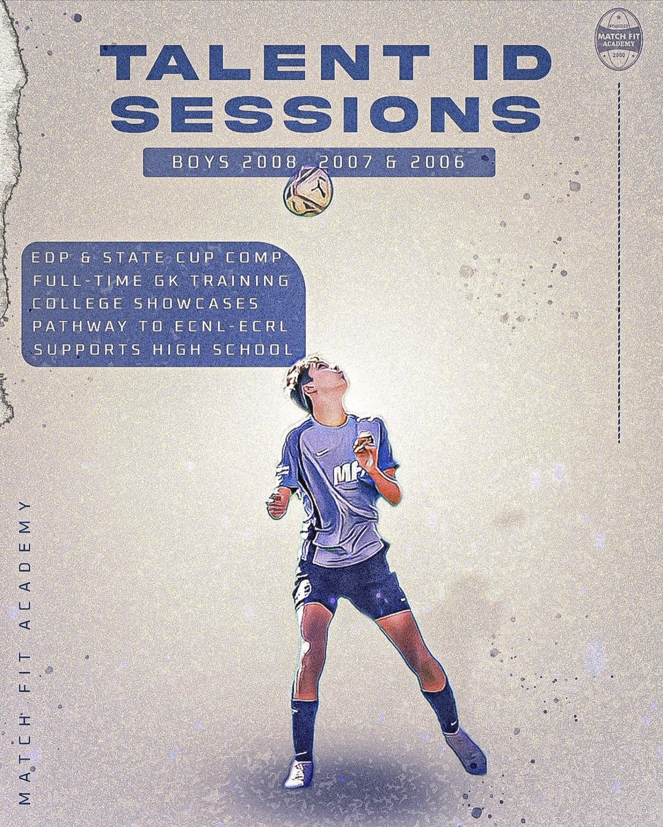 Match Fit Academy Shore is finalizing its rosters for the 2008, 2007 &amp; 2006 Boys age groups. 
Limited spots remaining, interested players will join groups ready to compete in regional competition &amp; showcases. 
During the season teams will compete in the EDP league and State Cup