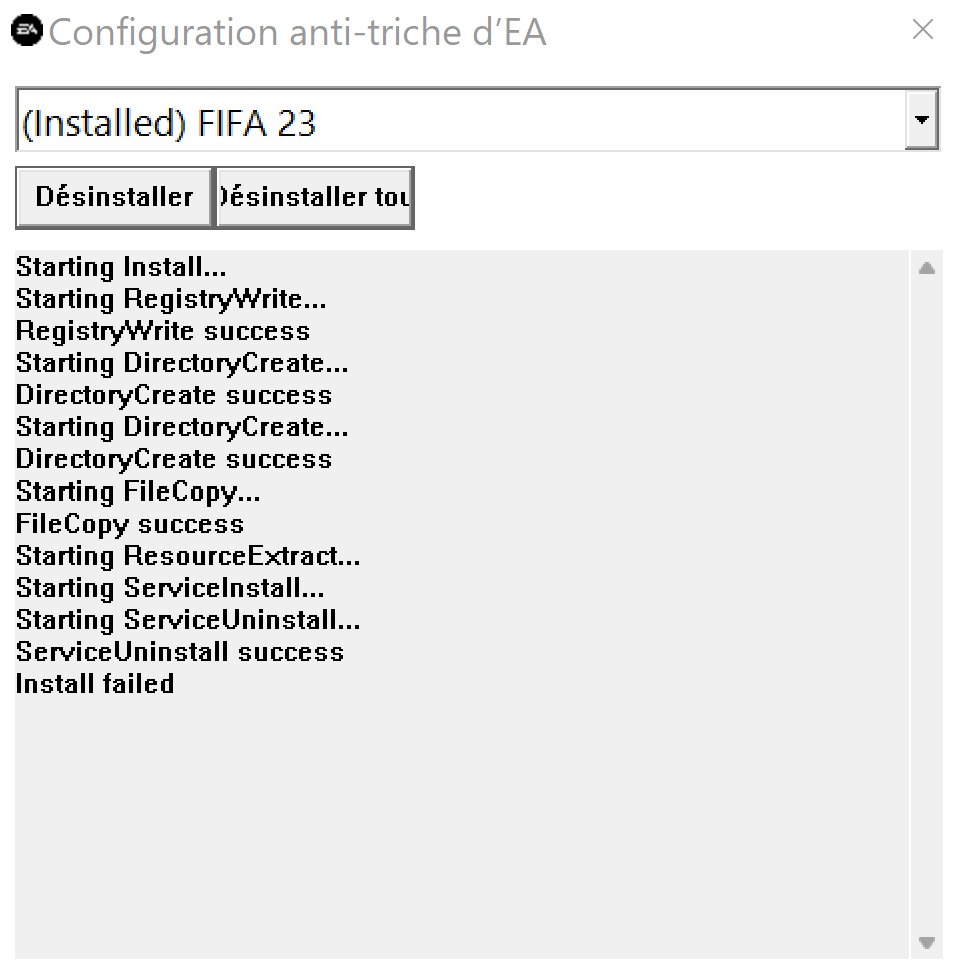 Cpt_Maximator's tweet photo. @EAHelp When I try installing the anticheat EA, I'm having this error: installation failed Can I have help or more logs to debug to understand the error? https://t.co/7AupUKwi3e