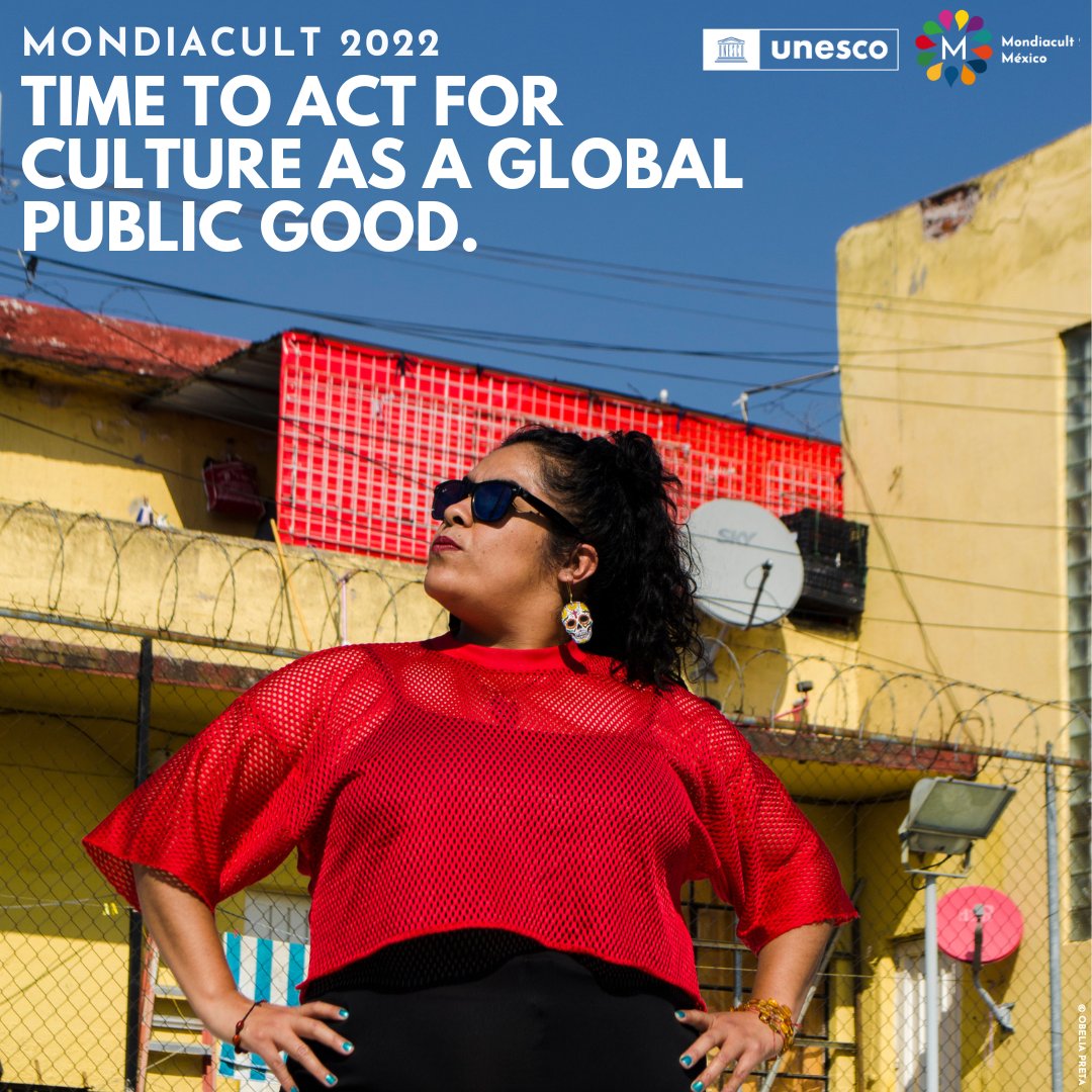 UNESCO's tweet photo. No social inclusion without human dignity.

No human dignity without cultural justice. 

No peace, no justice, no dignity without art.

It's time to act for arts &amp; culture as a global public good. It's time for #MONDIACULT2022: https://t.co/fmrO3TJjT0 https://t.co/f8ziy9whRf