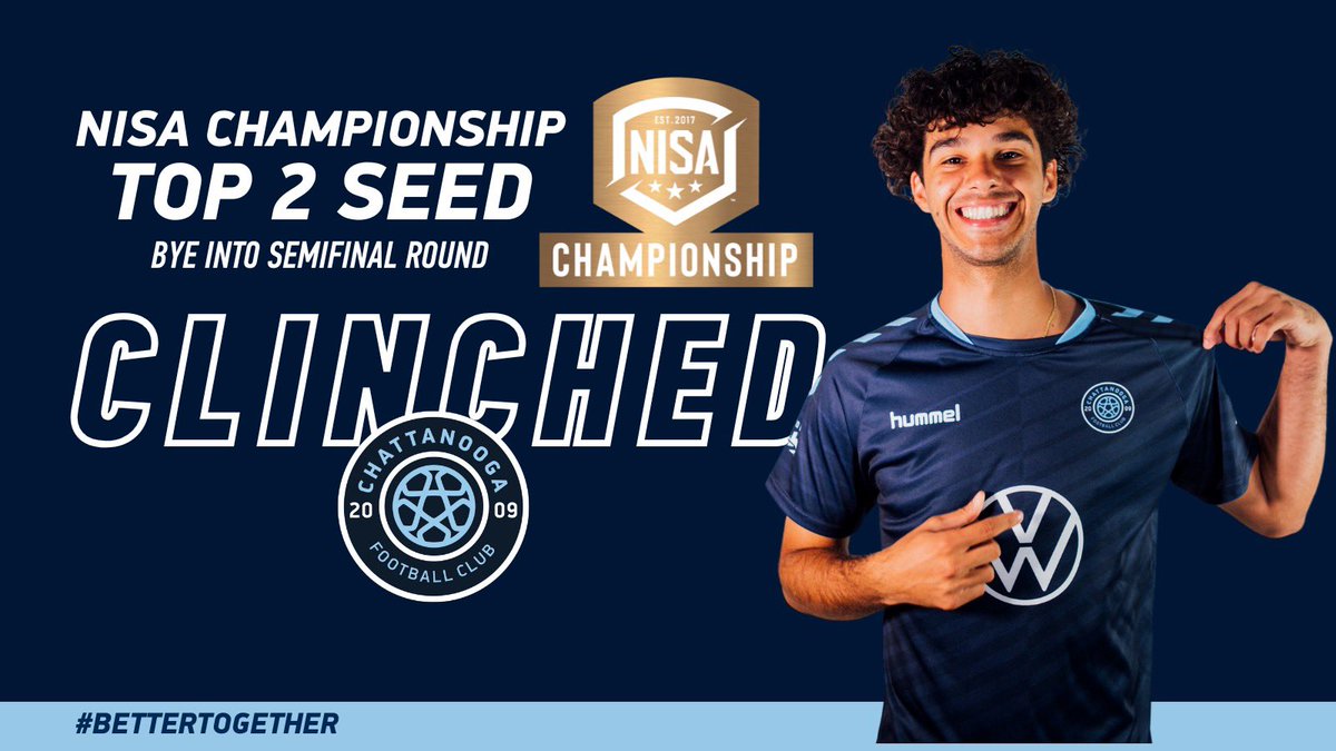 ChattanoogaFC's tweet photo. CLINCHED!

Tonight’s victory guarantees a first round bye and a home match for CFC in the playoffs! https://t.co/lkYONuNwd3