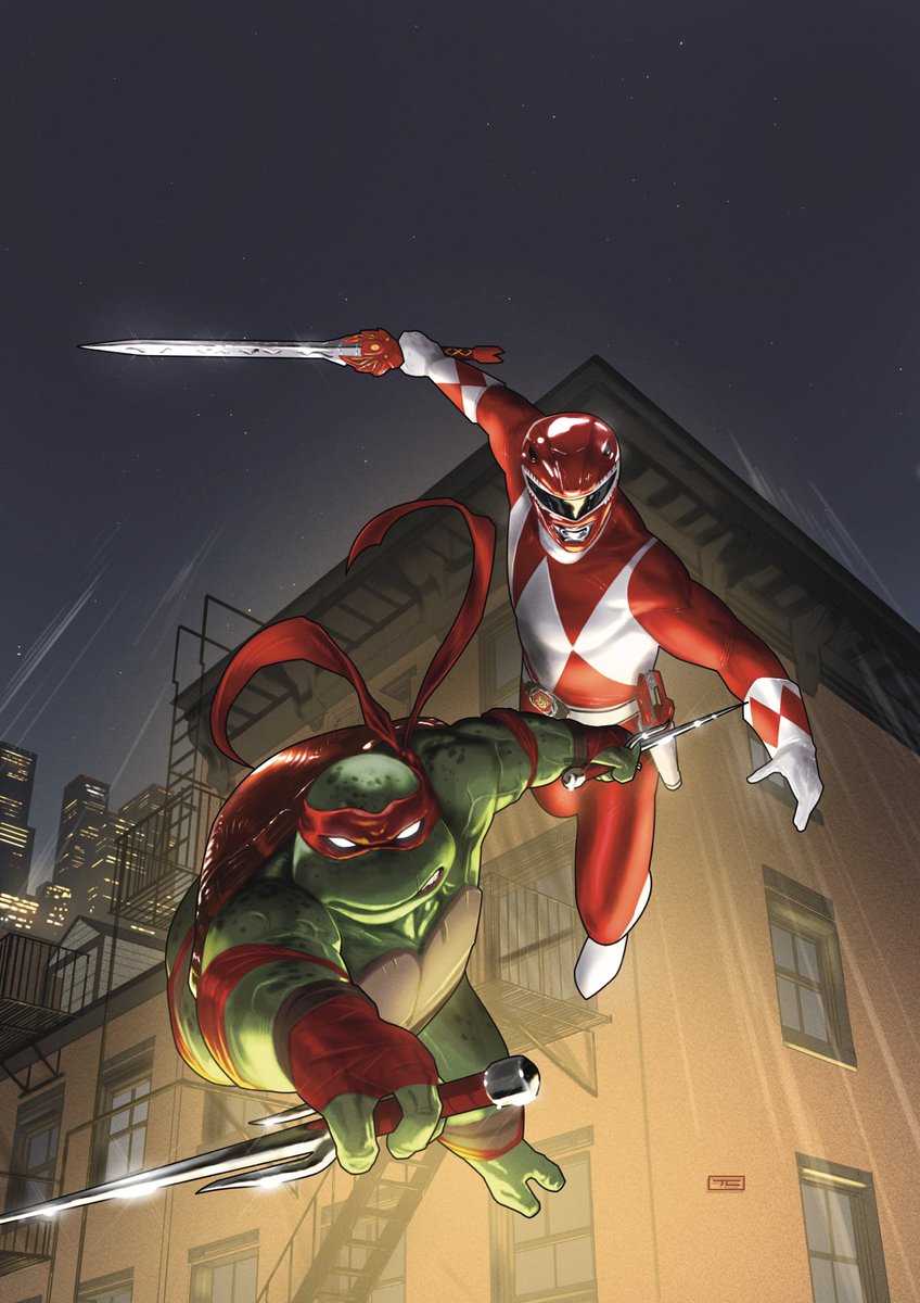 The first of my variants for MIGHTY MORPHIN POWER RANGERS / TEENAGE MUTANT NINJA TURTLES II in stores in December from @boomstudios and @IDWPublishing !