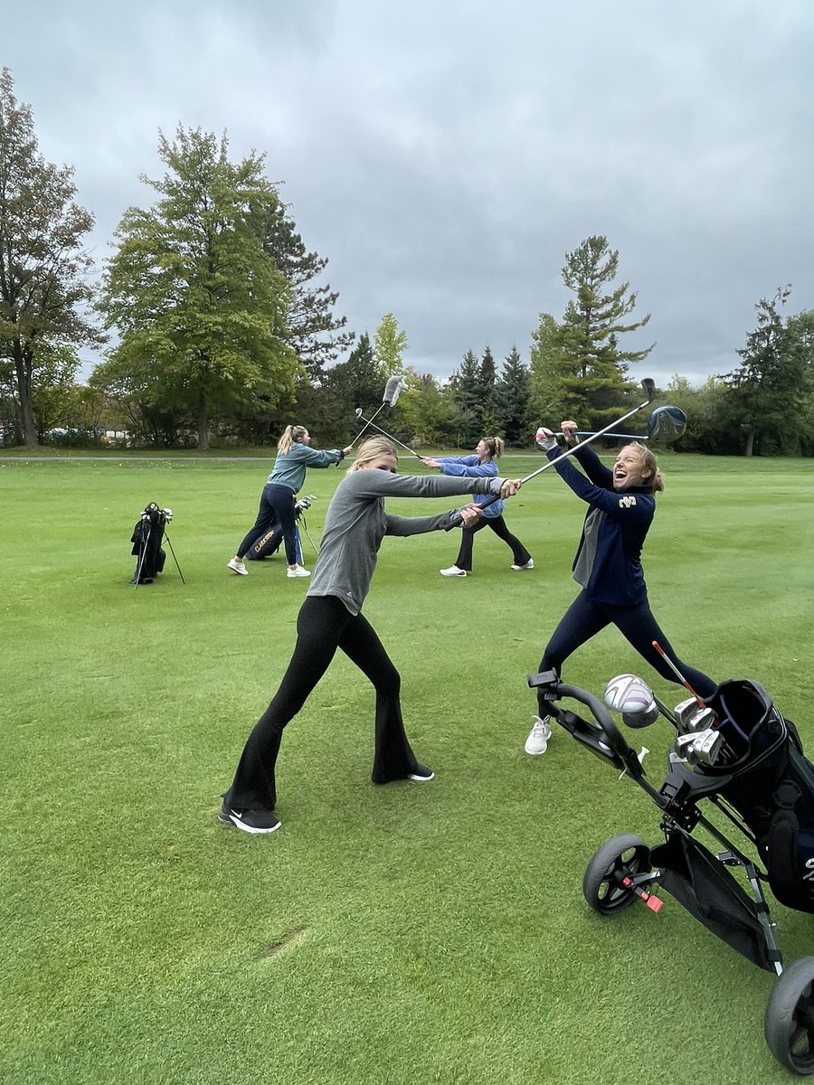 Scarlett472's tweet photo. Last JV golf match against Clarkston today at Pine Knob! It was a cold one so there may have been a few shenanigans to warm up! @SCHSGirlsGolf https://t.co/oEGEUFGEy0