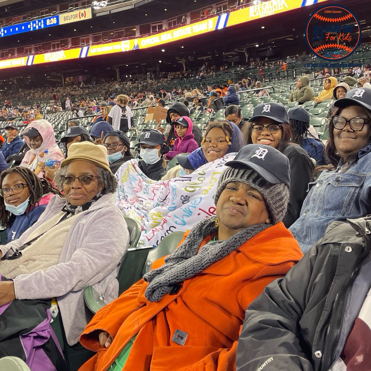 The @tigers and @littlecaesars welcome Boys 2 Men Youth Mentoring through the Game Day for Kids Program. In partnership with @BCBSM, @DTE_Energy and @meijer, guests received transportation, tickets, food, beverage and Tigers gear!