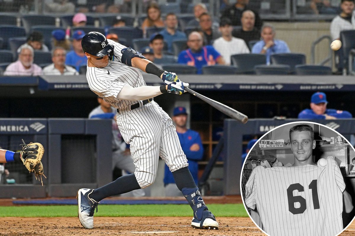 kmscarpati's tweet photo. As a lifelong @Yankees fan, it's awesome to see @TheJudge44 hit # 61. Congrats Judge!!! #ChasingMaris https://t.co/ZJDGM2G1uU