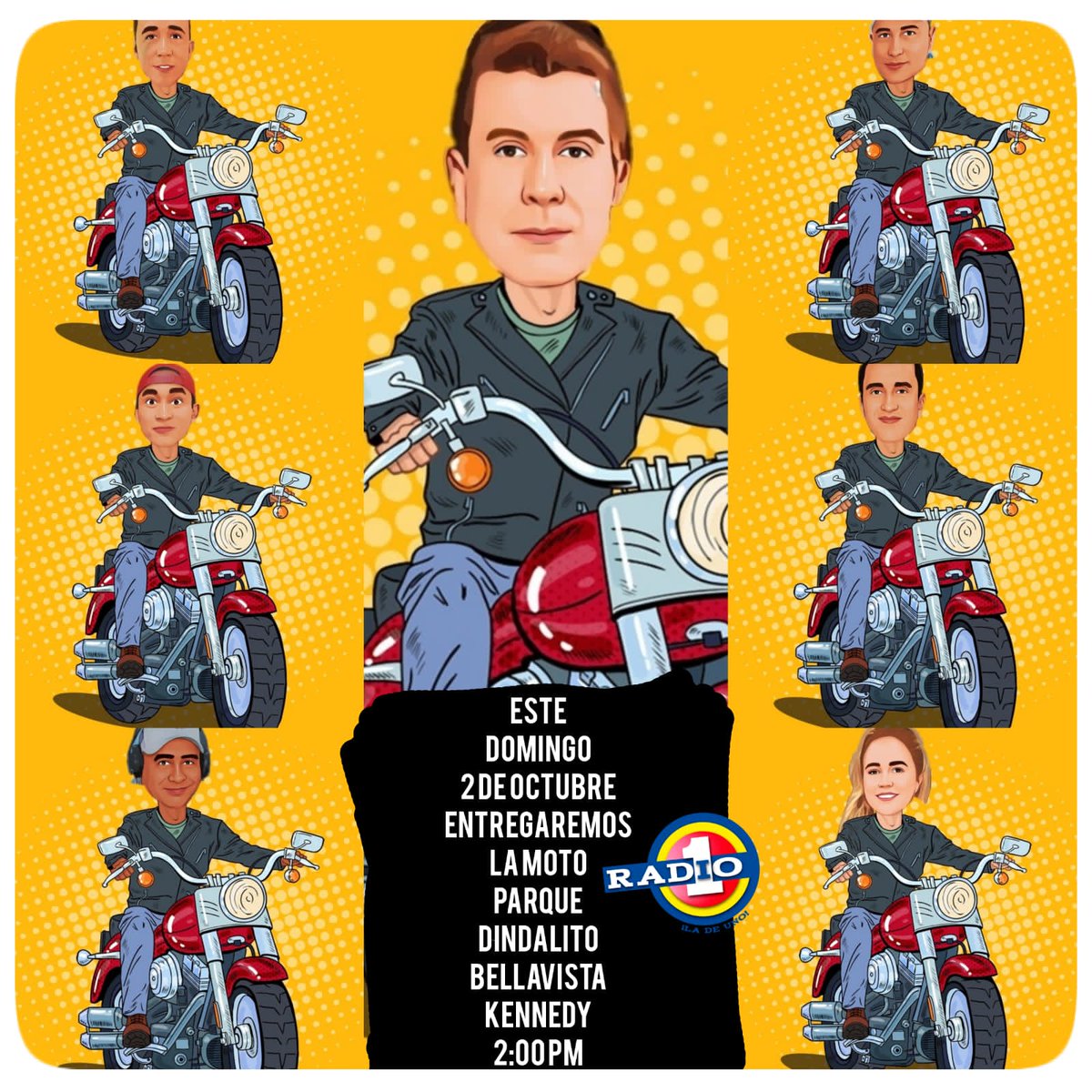 ricardodejota's tweet photo. Este Domingo sabremos quién se llevará la Moto 0 Km que regala @RadioUnoBogota !! #subilesubile https://t.co/wHiTxwOQFF