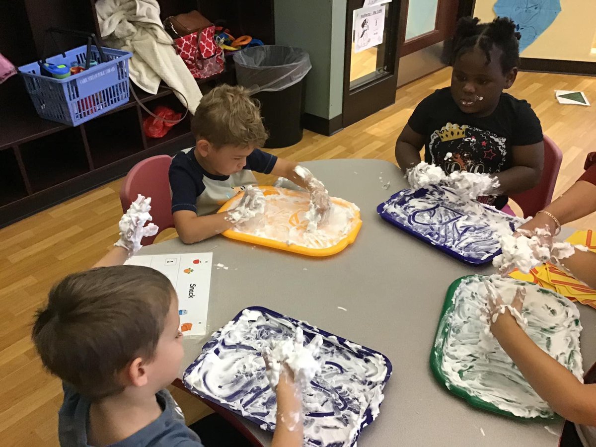 All the children in Ms. Ashley’s room had fun practicing letter writing with shaving cream!