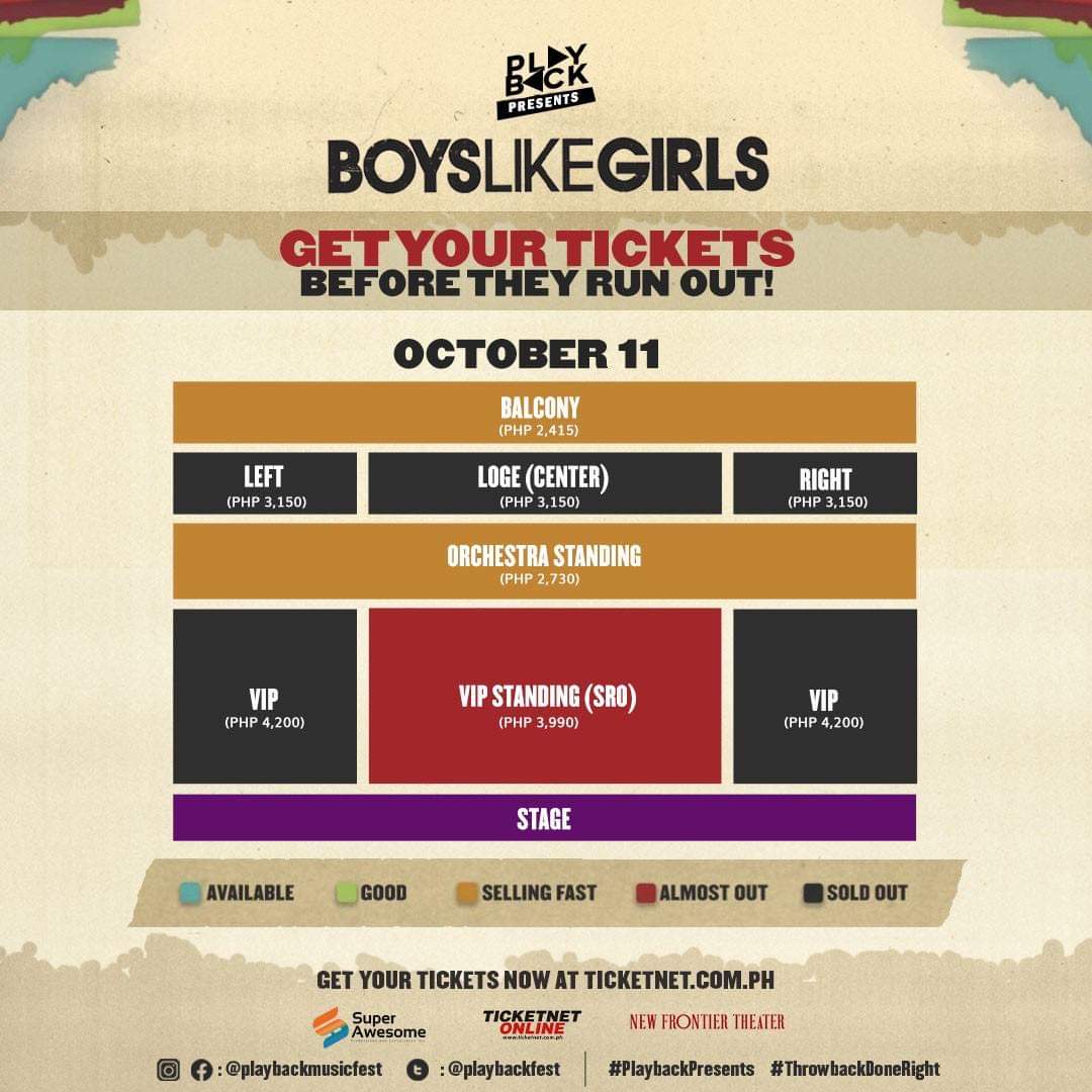 philconcerts's tweet image. Two weeks to go! BOYS LIKE GIRLS are finally performing their greatest hits live! Few tickets left at Ticketnet.com.ph and outlets.

philippineconcerts.com/concert/boys-l…

Presented by @PlaybackFest