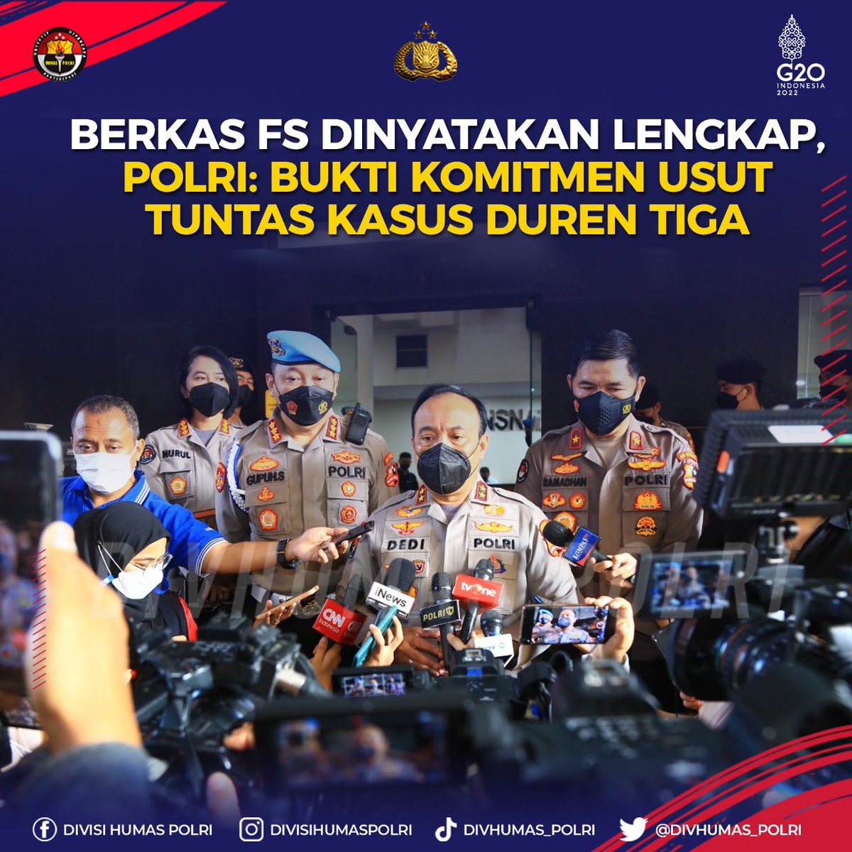 pidressitubondo's tweet photo. Berkas FS Dinyatakan Lengkap, Polri: Bukti Komitmen Usut Tuntas Kasus Duren Tiga

"Persyaratan formil dan materiil telah terpenuhi sebagaimana ditentukan di dalam KUHAP. Penyidik menyerahkan ke jaksa untuk disidangkan,"(28/9).

#P21SamboCS
Bukti Komitmen Polri https://t.co/yZKK9c2GLF
