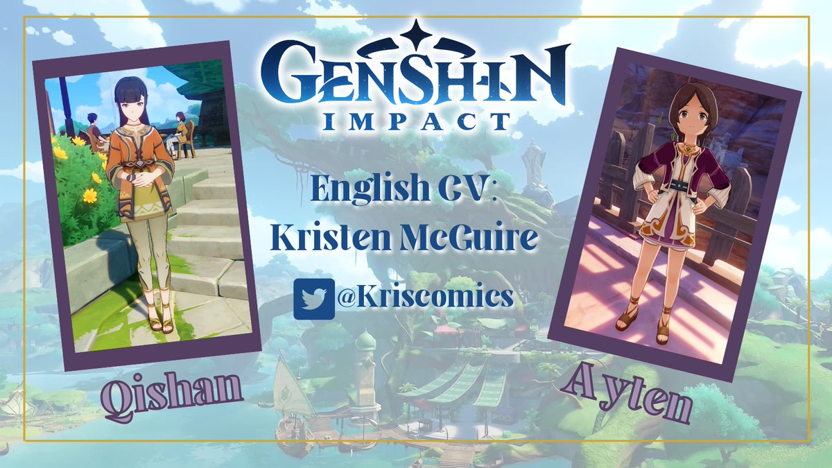 💫GENSHIN IMPACT✨ I'm so stoked to be voicing Qishan and Ayten in Genshin Impact. I hope everyone is enjoying Sumeru! Thank you so much to @miHoYo, @FormosaInteract, @ChrisFaiella, and @brookchalmersvo for having me, and to my agents at @DeanPanaroVO for being rock stars! 💕