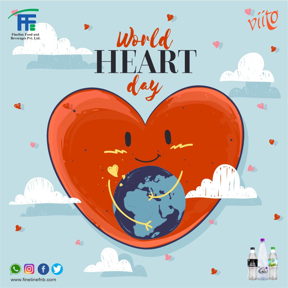 Viitoffb's tweet photo. On #WorldHeartDay, let us pledge to adopt healthy lifestyles to live a heart-healthy life. Make the right decisions, act with courage and help others in learning to manage cardiovascular diseases. #viitochankaar #viitococojina #viitohills #viito #water #watersaver #viitojuices https://t.co/3FkEHoKcHe