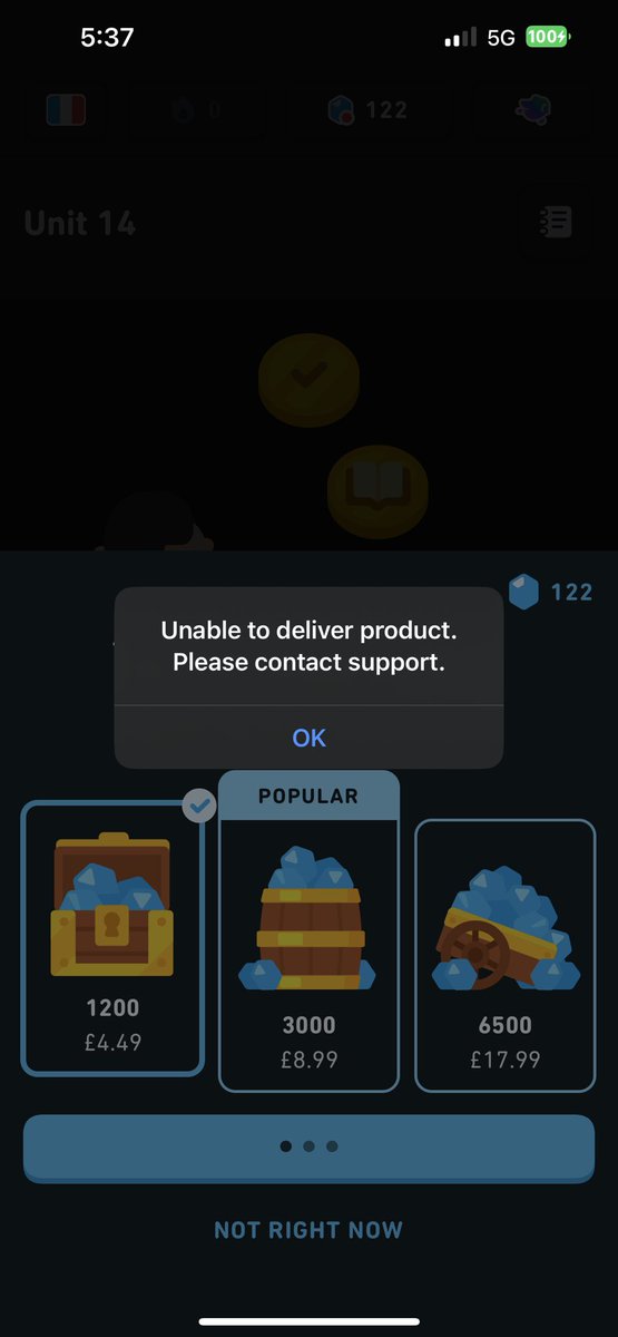 Chronically_Vee's tweet photo. @duolingo I had a 197 day streak and I wanted to buy a repair but I needed to buy more gems to do but this came up instead and now I’ve lost my streak 😭 https://t.co/WZF422hqZD