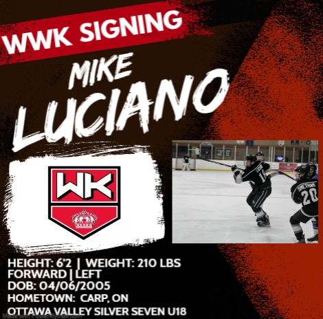 🚨SIGNING ALERT🚨
WWK would like to welcome Carp, ON native Mike Luciano to the team!