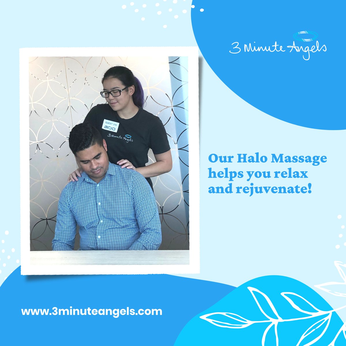 Help your staff relax and rejuvenate with our Halo Massages.😇Book today bit.ly/3maservAU or call us on 1300 662 022
#feelgood #massagesatwork #workmassage #corporatelife #work #rejuvenateyourbody #rejuvenateyourmind #destress #3MinuteAngels #HaloMassage #corporatemassage.