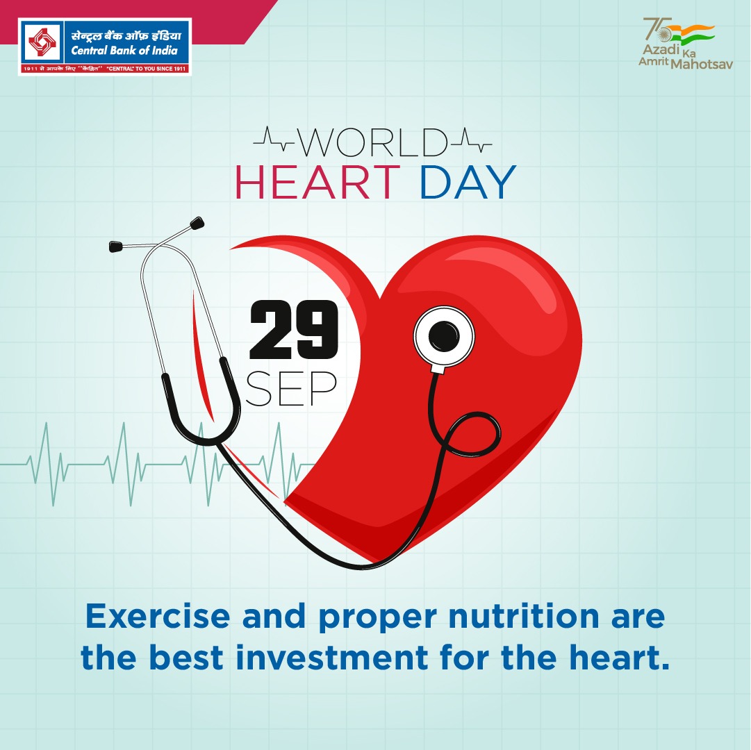 centralbank_in's tweet image. Adopt habits that lead to a healthier and happier heart.

#WorldHeartDay
#AmritMahotsav
#AzadiKaAmritMahotsav
#CentralToYouSince1911