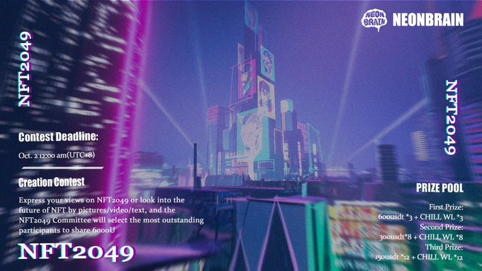 destroyand_'s tweet photo. 🎨Creation Contest✍️

🖌️Express your views on #NFT2049 or look into the future of NFT through pictures/videos/texts
🤠Remember to tag #NFT2049 in your tweets
🧐6000usdt in total.who can be the winners?

🎁Prize Pool:  
🥇600 U *3  
🥈300 U *8  
🥉150 U *12 

#TOKEN2049 https://t.co/uCbu76sWtK