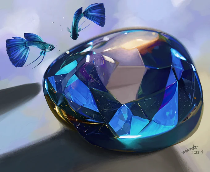 サファイアの鉱石宇宙を描くようなイラストメイキングはこちら↓↓↓ #AdobeMAX 