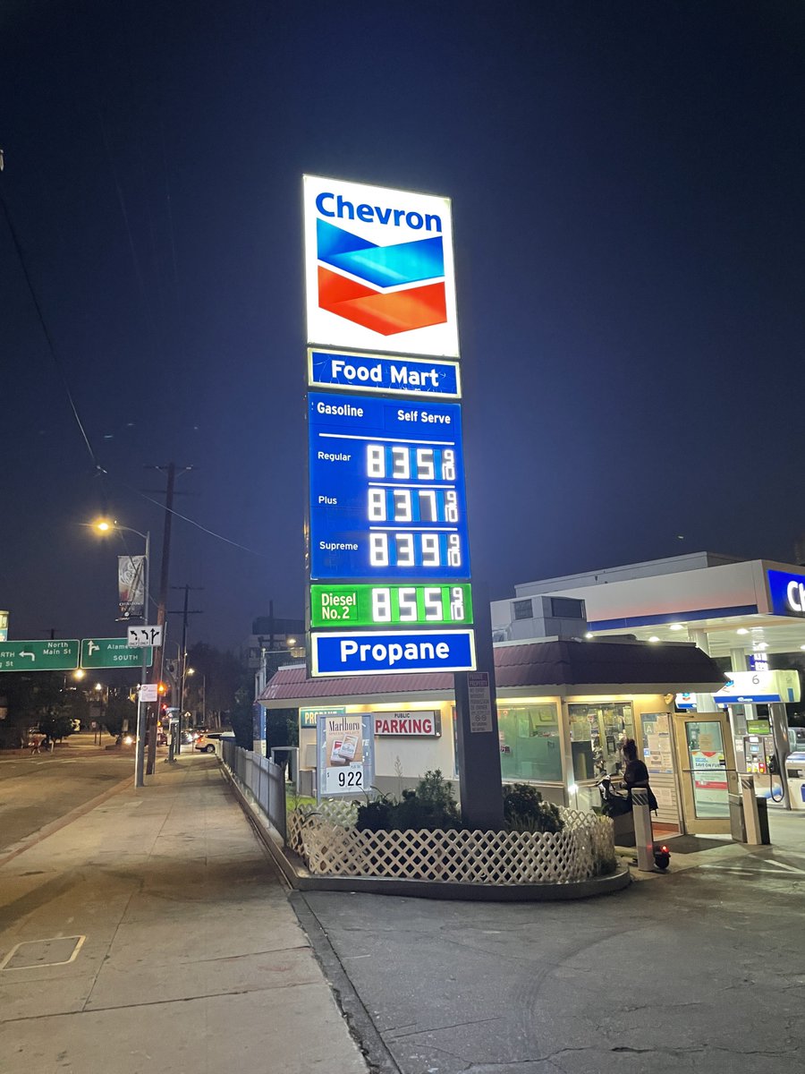 stormrobinson's tweet image. Gas is $8.35 a gallon in downtown Los Angeles today.