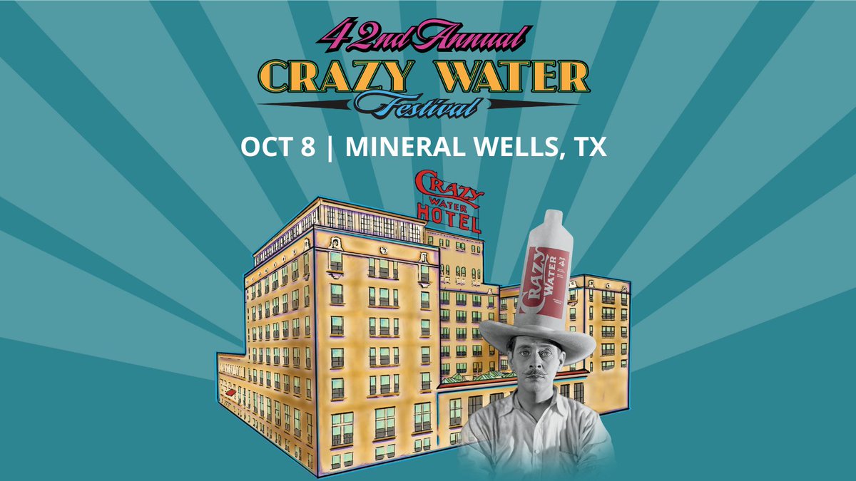 Mineral Wells is gearing up for our annual Crazy Water Festival and YOU are invited!  Come and see how our Crazy little town comes together on the second Saturday in October for the past 42 years! crazywaterfestival.org