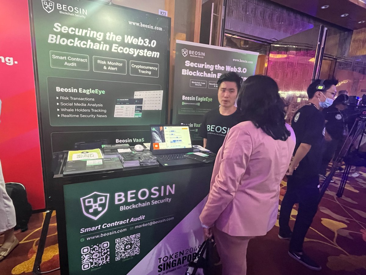 AmberH_cq's tweet photo. One last day, come and say hi! Booth K23
#TOKEN2049Day2  #Web3  #cybersecurity 
#Blockchain https://t.co/0WHflS0VsK