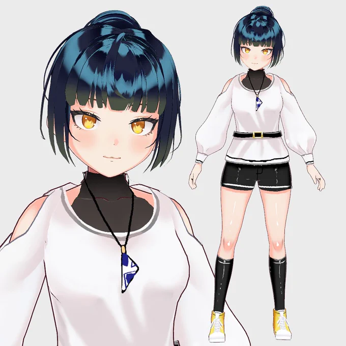 ザックリラフ。髪の毛テクスチャは仮置き。#VRoid #VRoidStudio 