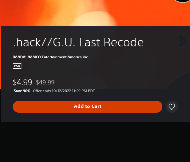 dothack's tweet image. For the next 2 weeks PSN users can get .hack//G.U. Last Recode for the LOWEST price ever at $4.99 that's 90% off it's retail price. Buy it now, buy it for friends/family, tell everyone! Get it now! till Oct 12th
#dothack #ドットハック
store.playstation.com/en-us/product/…