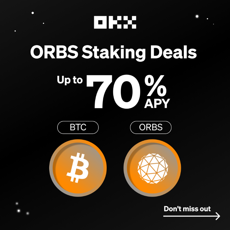 okx's tweet photo. 🔥 Opening up a host of new possibilities for #Web3, #NFTs, #DeFi and #GameFi.

🌐 $ORBS, serving as a means of payment on @orbs_network, is on #OKXEarn Staking with up to 70% APY!  https://t.co/3bbjXuPnvS

Don't miss out, rolling on a 1st-come, 1st-served basis 💰 ⤵️