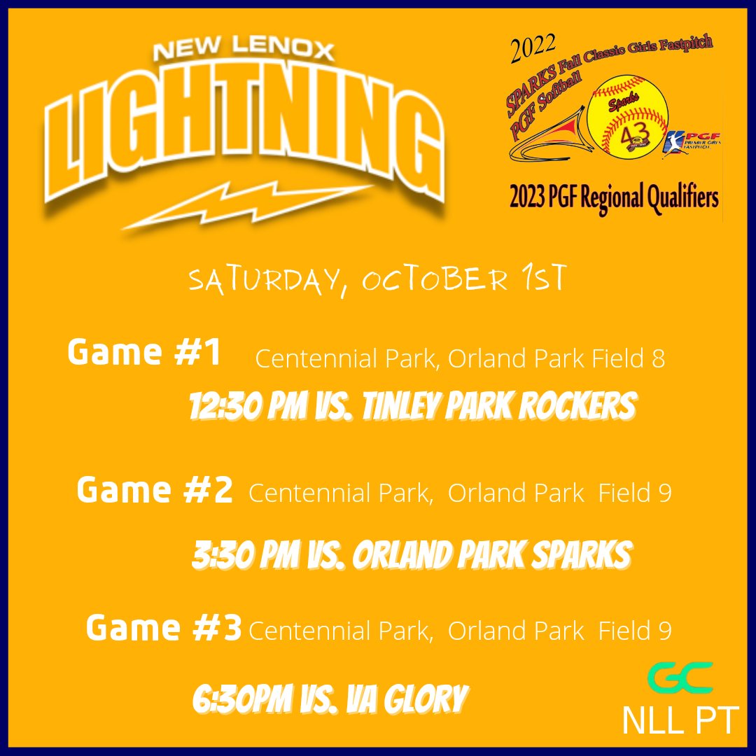 Same schedule. Opponent update. See you Saturday in Orland Park 🥎⚡️💙💛