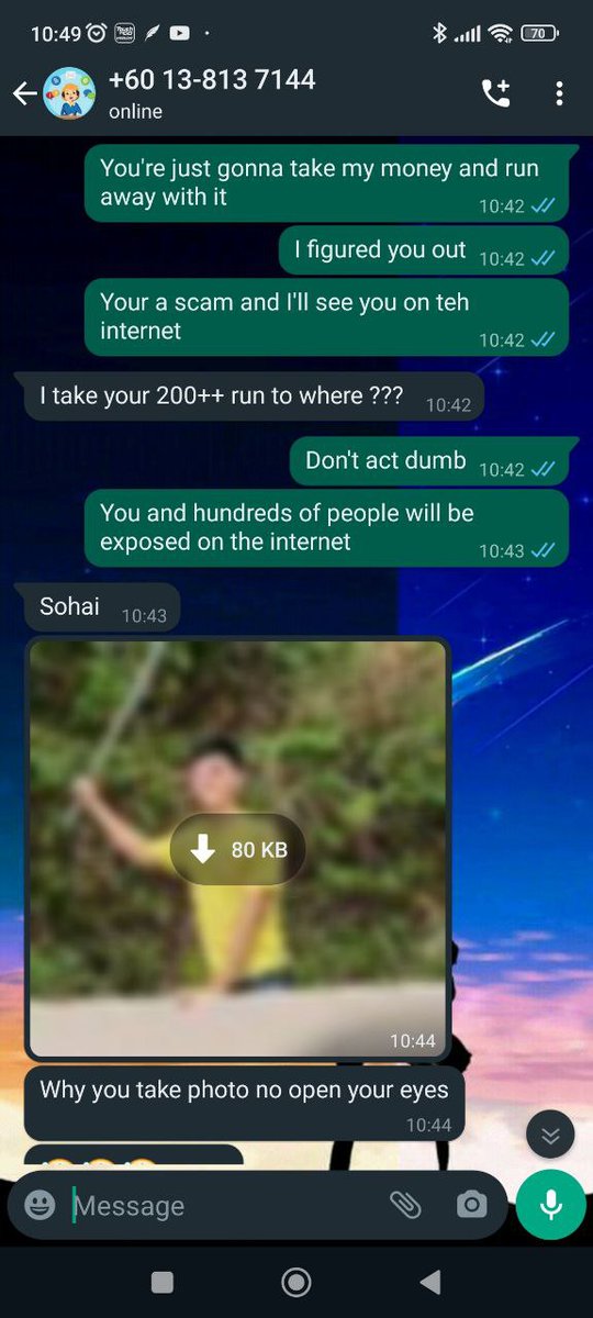 LordChina777's tweet photo. then in the end when he realised that ive called himout he just started roasting my profile picture, proving my assumptions. #Malaysia  #scam #ScamAlert https://t.co/dKwdqdDkQD
