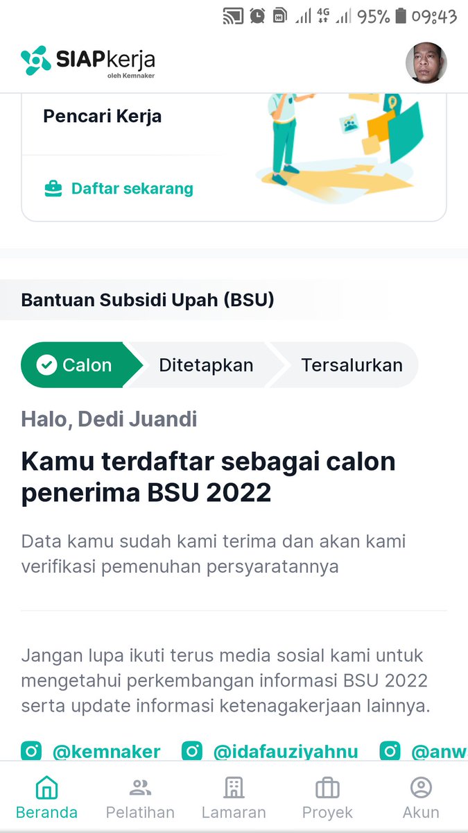 45Sutisna's tweet photo. @KemnakerRI dari tahap 1 sampai 3 status y gini terus https://t.co/Aap7kTXyVM