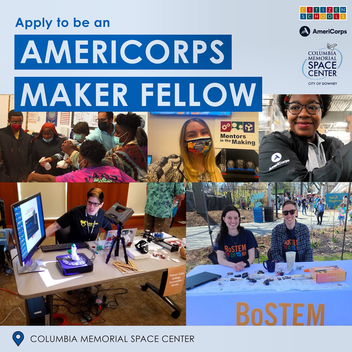 columbiaspace's tweet image. Interested in inspiring students and entire communities with maker-centered learning opportunities through an amazing year-long experience?  Join @citizenschools and the @Makers+Mentors Network as an
AmeriCorps Maker Fellow!

Apply below!🔗

indeed.com/job/program-co…

#MakerFellow