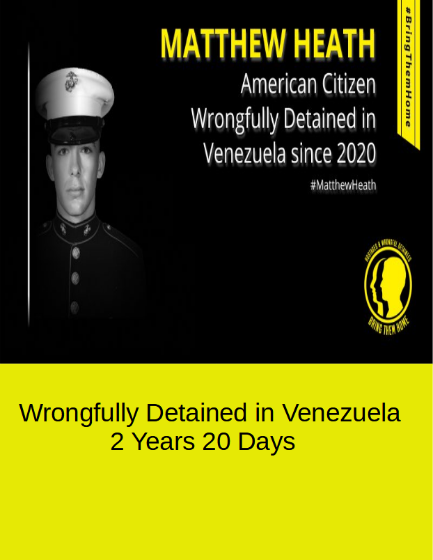 #MatthewHeath wrongfully detained in #Venezuela 
September 9, 2020 through September 29, 2022

2 YEARS and 20 DAYS of political imprisonment and brutal abuse for Matthew Heath. 

#ICC  #KarimAAKhanKC 
@UNHumanRights

@SecBlinken

@POTUS

@jakejsullivan

@stateSPEHA