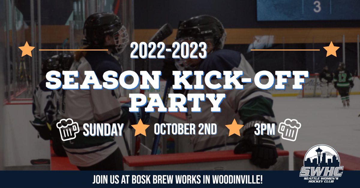 SeattleWHC's tweet image. Bring your teammates and join us this Sunday @boskbrew for a season kick-off party! Every year we get together to celebrate the start of the season and our new and old teammates. Bring your favorite snack and let's have some fun!