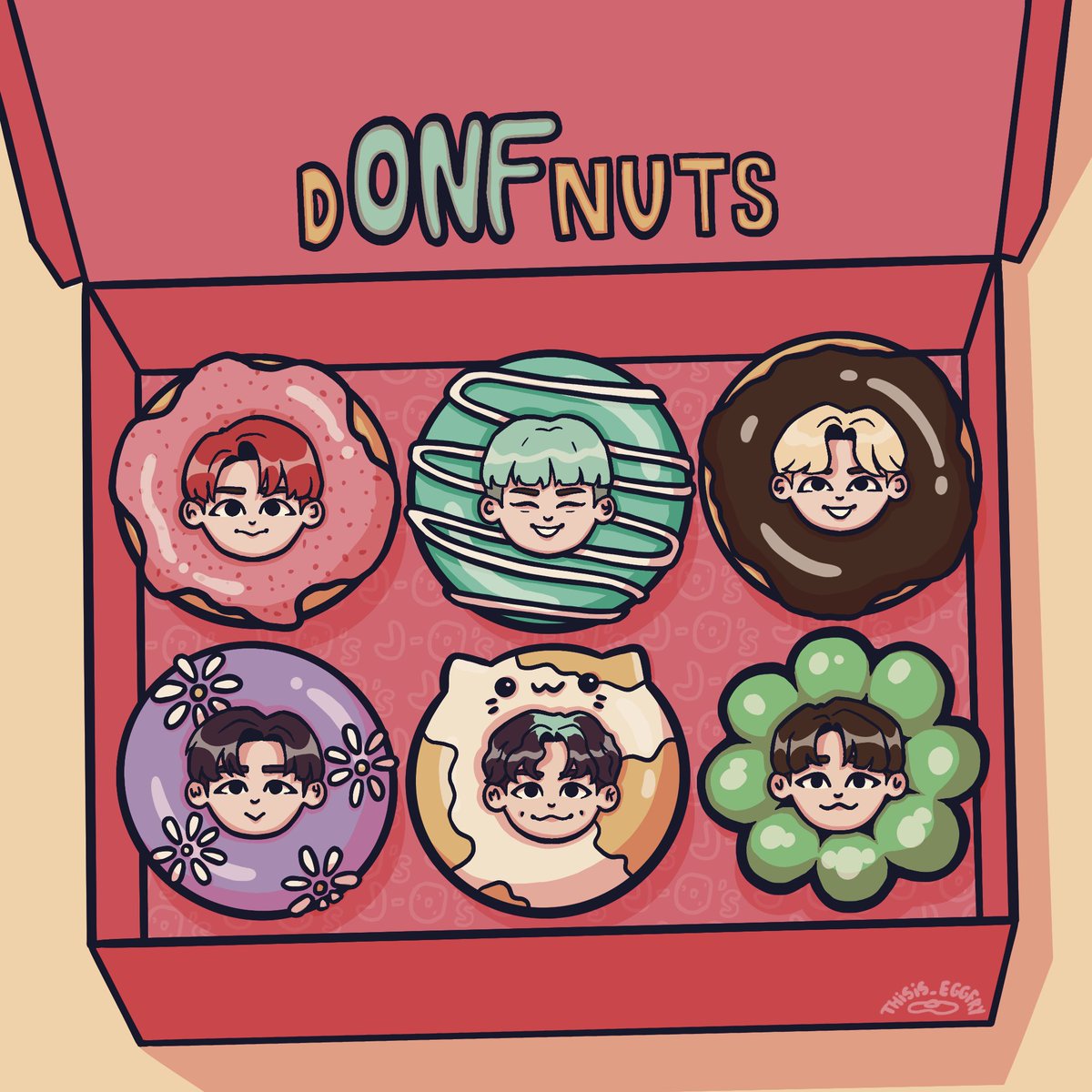 thisis_eggfRY's tweet photo. *Ding!* 

Your order of half a dozen dONFnuts (with heavy emphasis on the ONF) is ready!

#ONFfanart #ONF #온앤오프 https://t.co/fgrtKG2k1e