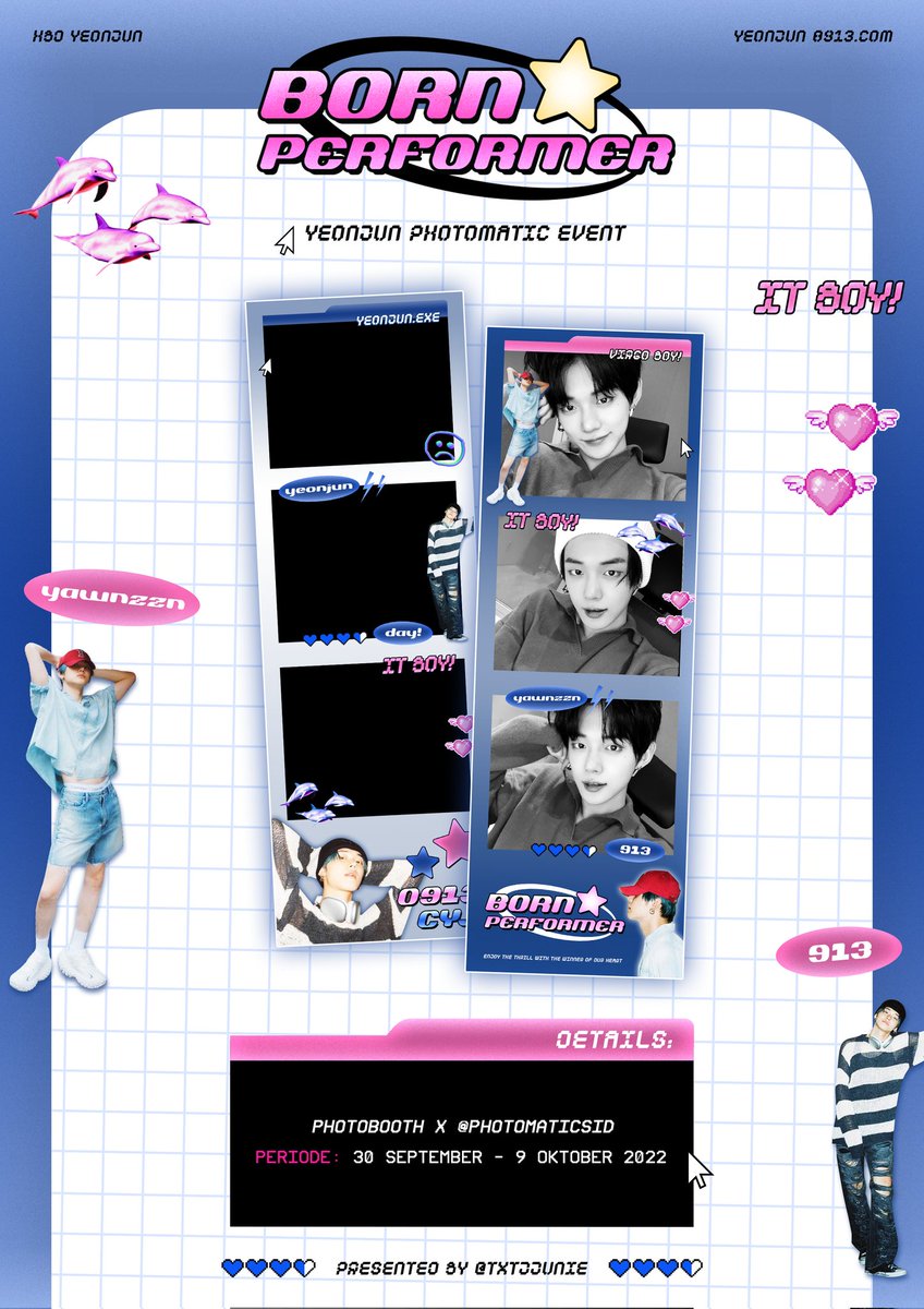 HAORY0U's tweet photo. π ππππ ππππ
πππππ π
-
Yeonjun Birthday Photobooth Event
Part 2 by @txtjjunie
-
π· @photomaticsid
π 9 location, 7 cities
π Giveaway saldo for 5 winners, 2 sealed albums minisode 2, and 1 yeonjun solo jacket cd japan.
ποΈ Periode : 30 Sep - 9 Okt 2022
#BornPerformer https://t.co/jqqBv1qkEX
