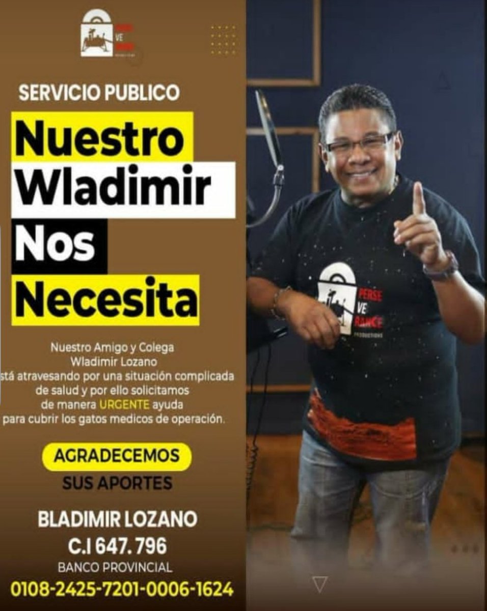 Wladimir Lozano uno de nuestros grandes representantes de nuestra música latina necesita de tu apoyo