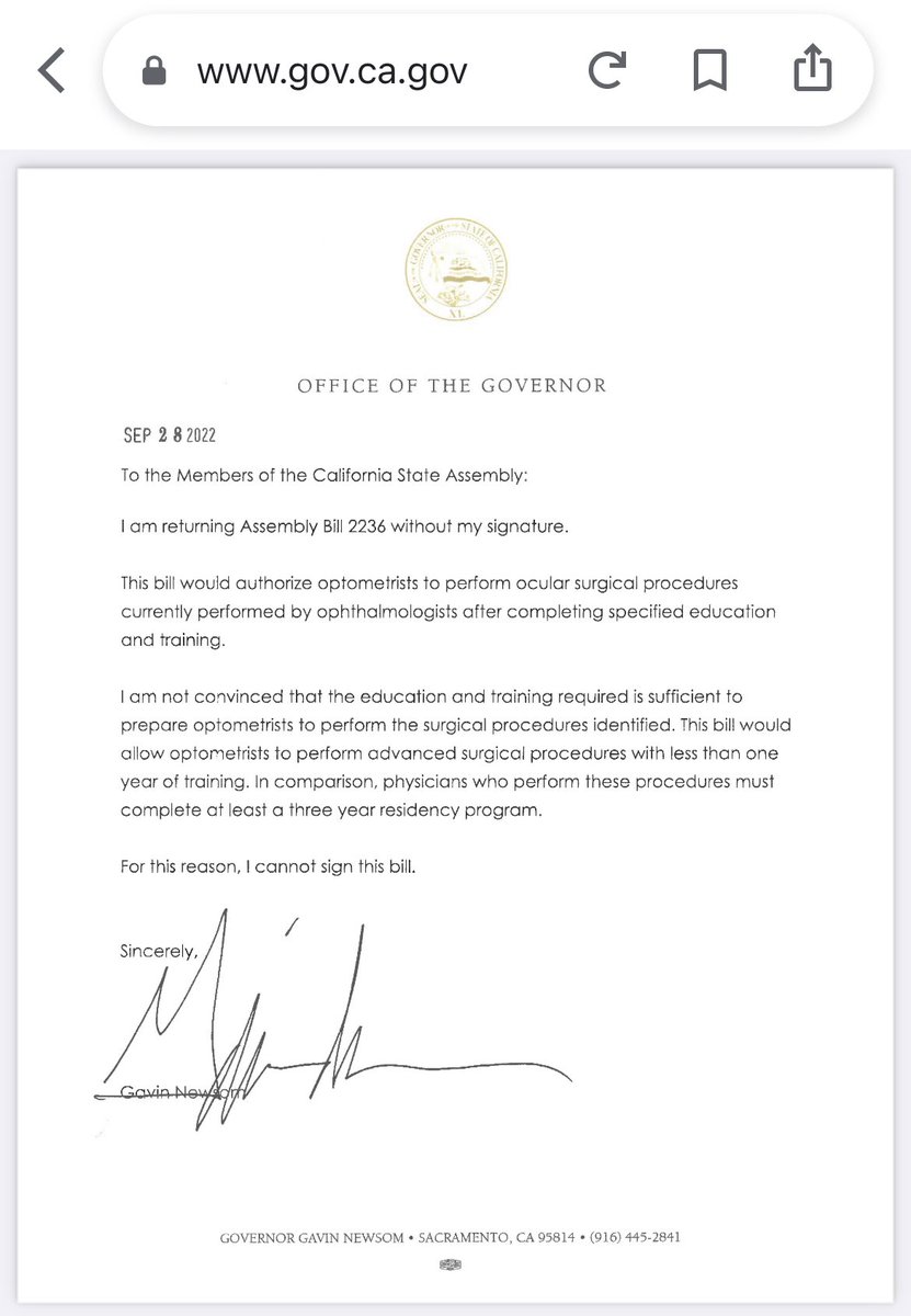 Thank you, California Governor 
<a href="/GavinNewsom/">Gavin Newsom</a>, for #ProtectingSight! <a href="/aao_ophth/">AAO</a> <a href="/AmerMedicalAssn/">AMA</a> <a href="/CMAdocs/">California Medical Association</a> #AB2236 gov.ca.gov/wp-content/upl…
