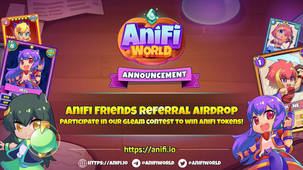 AniFiWorld's tweet photo. 🎁 AniFi World's Friends Referral Airdrop Live Now 🎁

Join our giveaway to win $ANIFI for all participants
Link: https://t.co/qhDQrC2u3O

Increase your chance of winning by:
(1) Like, Comment this post
(2) Retweet + Tag 2 friends

#NFT #Gamefi #Airdrop #Giveaway #BSCGEM #AniFi https://t.co/2VRGUp0zgD