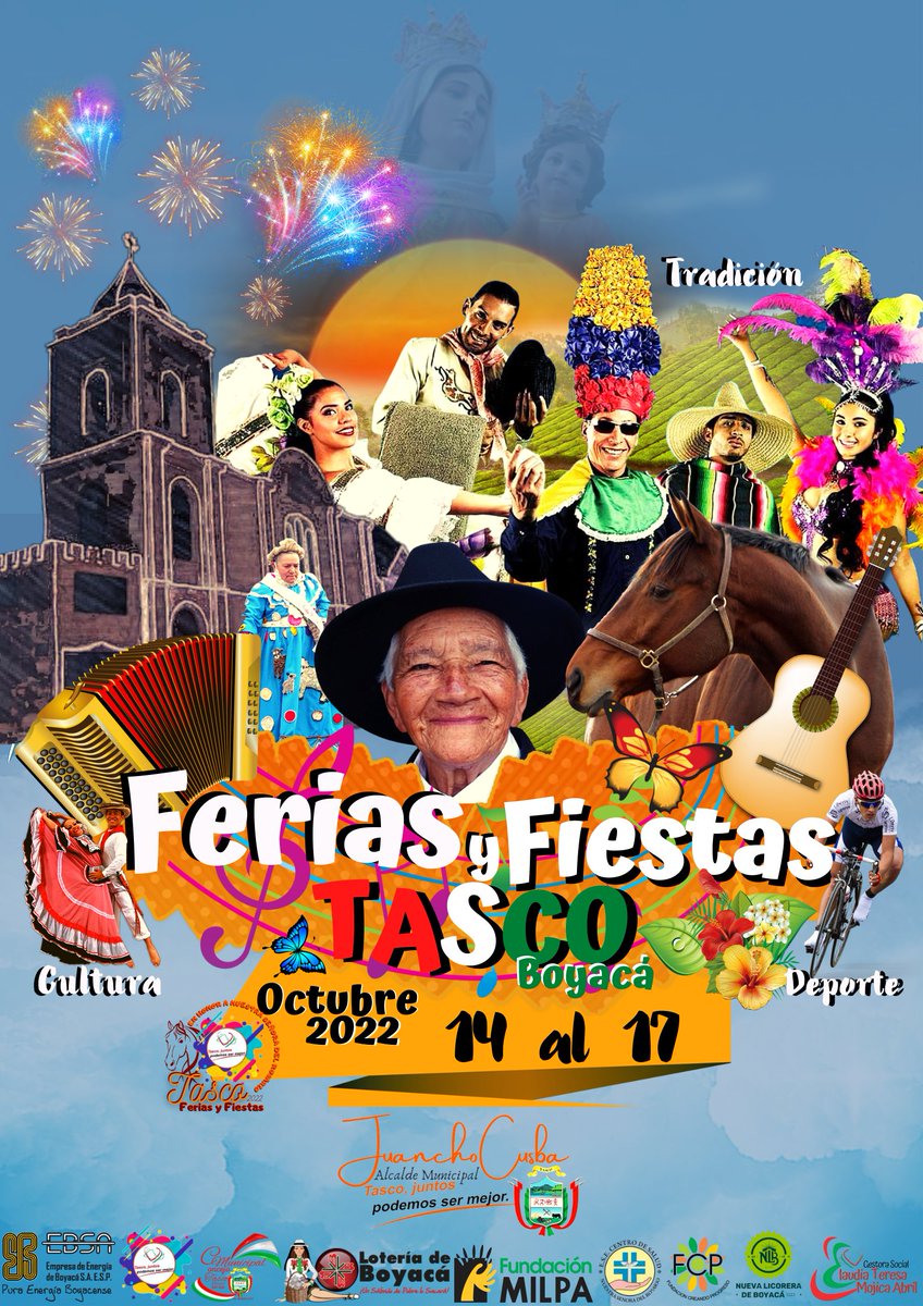 BoyacaTasco's tweet photo. Es para la Administración Municipal de Tasco 🇭🇺 motivó de 🤗 🔶🇭🇺felicidad y reencuentro de nuestras👪 familias Tasqueñas, anunciar el lanzamiento 🎆🎇🎉 oficial de sus tradicionales festividades "FERIAS Y FIESTAS DE TASCO - BOYACÁ" Juntos Podemos Ser Mejor 2020 🇭🇺🔶2023. https://t.co/4vGURF9yUP