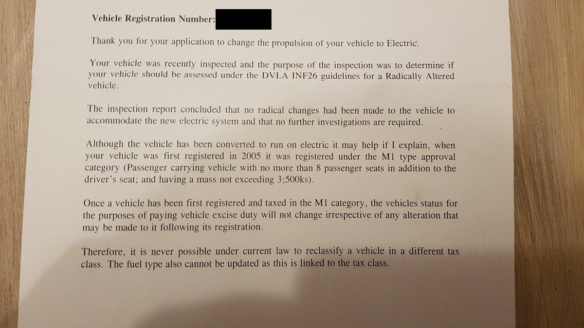 <a href="/fairchargeuk/">FairCharge</a> The <a href="/DVLAgovuk/">Driver and Vehicle Licensing Agency</a> seeing sense and updating the fuel type on the V5s of converted vehicles after 2001. Gov incentives to convert existing vehicles would be good too, I'd quite like another VW GTE battery pack to get to 27kwh :D