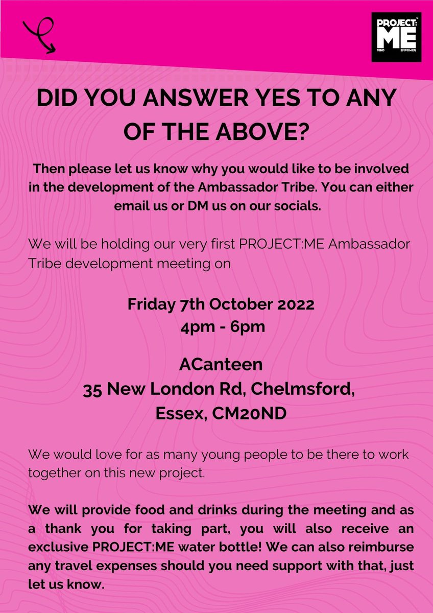 Get in touch if you’re interested in becoming part of our #ProjectME Ambassador Tribe!