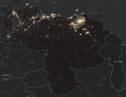 VE360_'s tweet photo. Luminosidad nocturna en Venezuela captada por sensor VIIRS. ¿Reconocen las zonas?
#remotesense
#Venezuela https://t.co/GtaCxqxauK