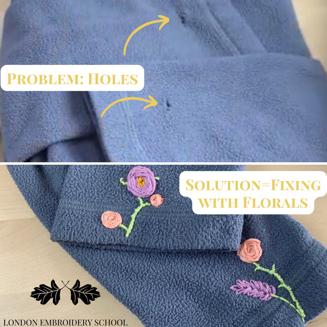 Disguise those pesky sleeve holes with something pretty.
Fixing with Florals does what it says on the tin :)
.
.
.
#repairdontreplace #slowliving #repairs #embroidery