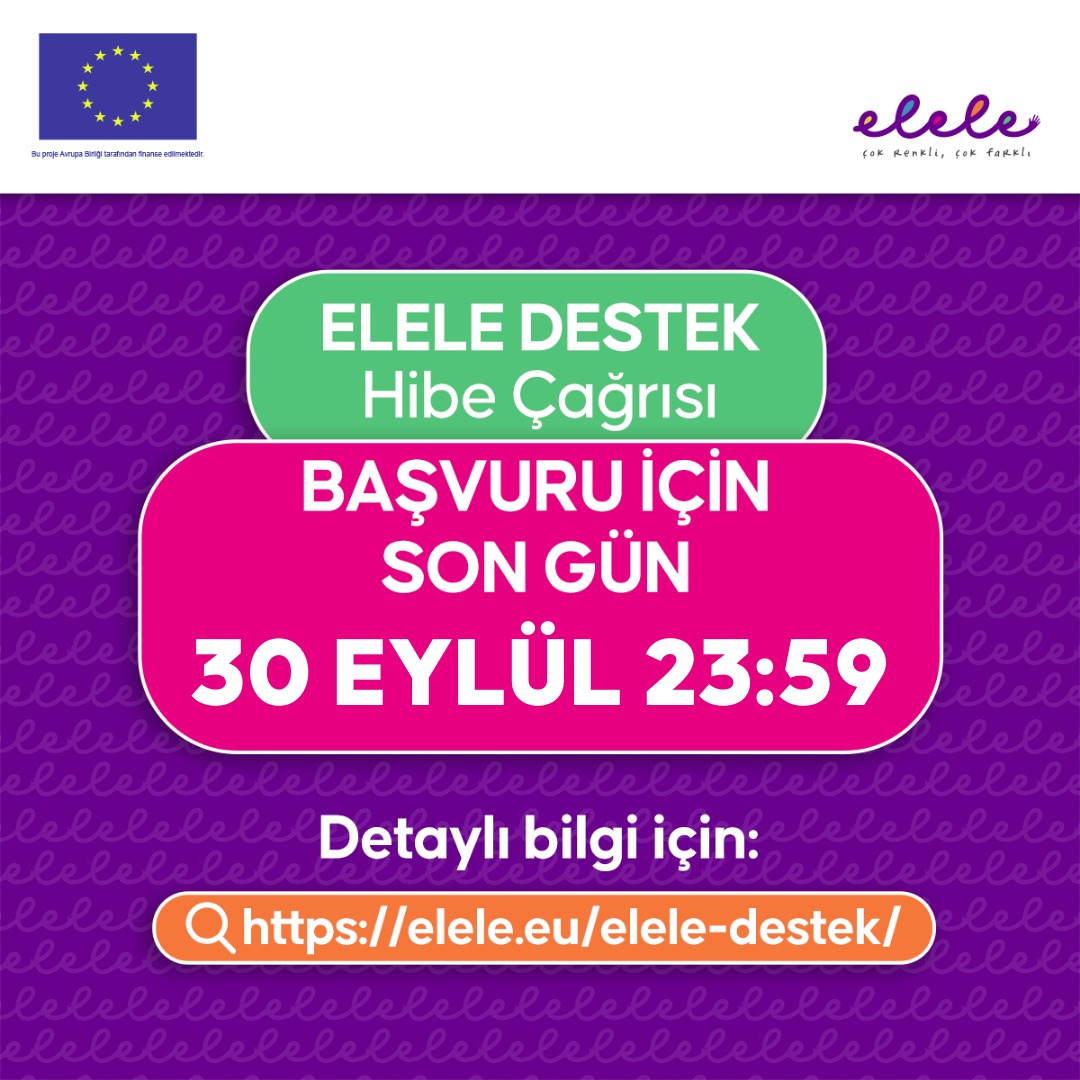Diyalog İçin Kültür ve Sanat: Sivil Toplum Örgütleri Kapasite Geliştirme Hibe Programı Başvuru için son tarih 30 Eylül saat 23:59 
Hemen Başvur 🔗 elele.eu/elele-destek/