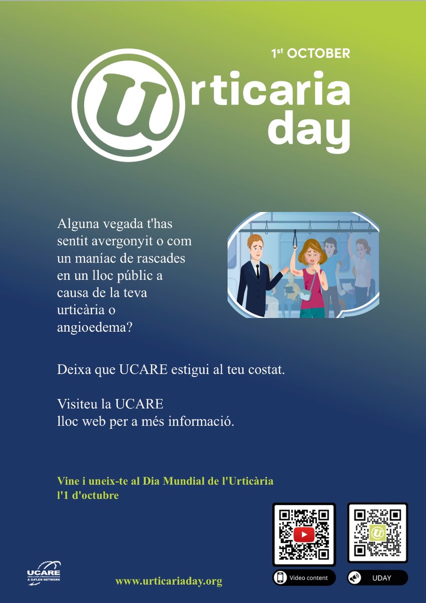 El dia 1 d’octubre és el Dia Mundial de la #urticaria #WorldUrticariaDay. Com a centre acreditat #URCARE volem compartir amb vosaltres aquesta campanya de conscienciació sobre el que suposa tenir #UrticariaCronica. #alergiaVH <a href="/vallhebron/">Vall d'Hebron</a>